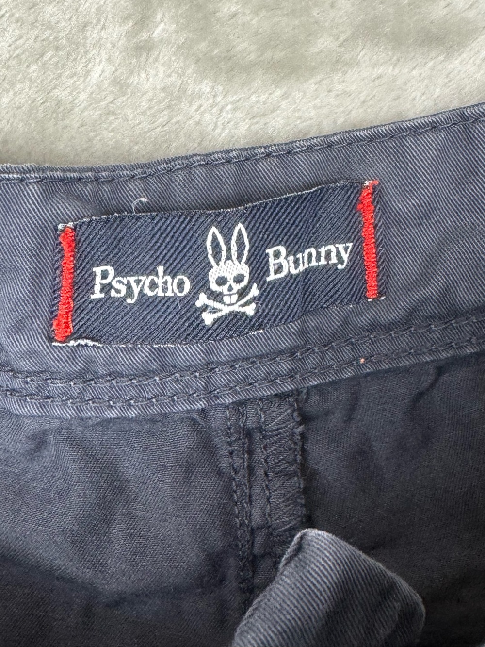 Psycho Bunny Men's Navy Chino Shorts Red Embroidery Logo Cotton Size 38 Summer - Picture 6 of 8